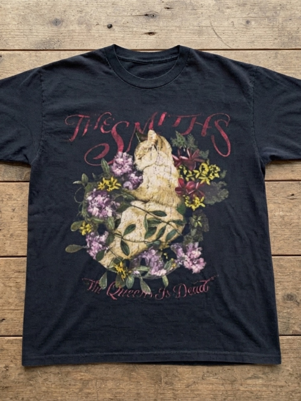 Gildan Black Floral Cat Graphic Tee